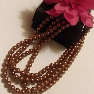 💞Breakfast At Tiffany Style Bronze PEARL NECKLACE